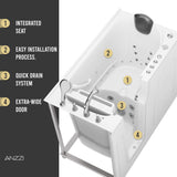 ANZZI Coupe Premier 53 - 60 in x 28 in. Air and Whirlpool Jetted Walk-in Tub in White