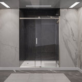 Rhodes Series 57 to 60 in. x 76 in. H Sliding Frameless Shower Door with Tsunami Guard Tempered Glass