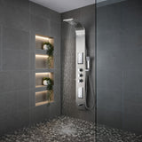 FIELD Series 58 in. 2-Jetted Full Body Shower Panel System with Heavy Rain Shower and Spray Wand in Brushed Steel