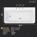 Vault Series 67 in. x 32 in. Flat Bottom Acrylic Freestanding Soaking Bathtub with Center Drain and Faucet
