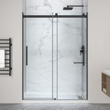 Stellar Series 76 in. x 57-60 in. Sliding Frameless Shower Door with Alcove Shower Base - Multiple Finishes