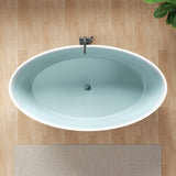 Cestino Series 67 in. x 36 in. Flat Bottom Solid Surface Freestanding Soaking Bathtub with Center Drain in Matte White