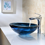 Soave Series 17 in. Bathroom Vessel Sink with Scratch-Tough and Stain-Resistant Surface in Sapphire Wisp Glass