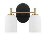 Vortex Two Lights Vanity in Traditional Style for Over Bathroom Mirror Wall Sconce 12.25"W × 10.125"H × 5.5"E With White Frosted Glass