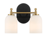Vortex Two Lights Vanity in Traditional Style for Over Bathroom Mirror Wall Sconce 12.25"W × 10.125"H × 5.5"E With White Frosted Glass