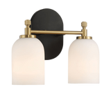 Vortex Two Lights Vanity in Traditional Style for Over Bathroom Mirror Wall Sconce 12.25"W × 10.125"H × 5.5"E With White Frosted Glass