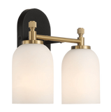 Vortex Two Lights Vanity in Traditional Style for Over Bathroom Mirror Wall Sconce 12.25"W × 10.125"H × 5.5"E With White Frosted Glass