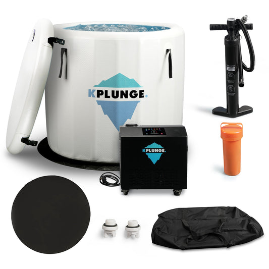 Arctic Fox 1-Person Inflatable Cold Plunge Ice Bath Tub/Hot Tub with PVC Insulated Lid, Pump, and Repair Kit in Gray