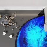 Belissima Series 17 in. L x 17 in. W  Round Bathroom Vessel Sink in Stellar Blue Finish Glass with Chrome Pop-Up Drain