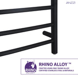 Gown Series 7-Bar Wall Mounted Electric Plug-In Bathroom Towel Warmer Rack in Matte Black Finish Stainless Steel