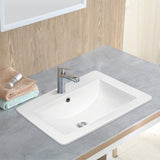Jack Series 21 in. Rectangular Ceramic Drop-In Bathroom Sink Basin in Glossy White with Single Faucet Hole and Overflow