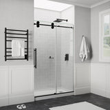 ANZZI 60 in. x 76 in. Frameless Sliding Shower Door, 3/8" TSUNAMI GUARD Glass, Exposed Rollers and RHINO ALLOY Hardware