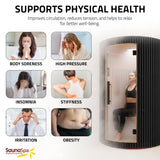1-2-Person Round Infrared Sauna with Canadian Hemlock Wood, Infrared Heating Panels, Red Light Heater, and Glass Door