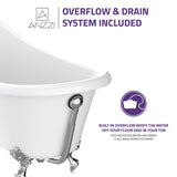 ANZZI Clawfoot Series 67" x 30" Slipper Freestanding Tub, Deep Soaking Acrylic, Reversible Drain, and Polished Chrome Claw Feet (Eagle/Lion Styles)