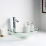 Cadenza Series 17 in. Bathroom Vessel Sink with Scratch-Tough and Stain-Resistant Non-Porous Surface in Clear Glass