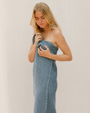 Waffle Bath Towel in Gray blue