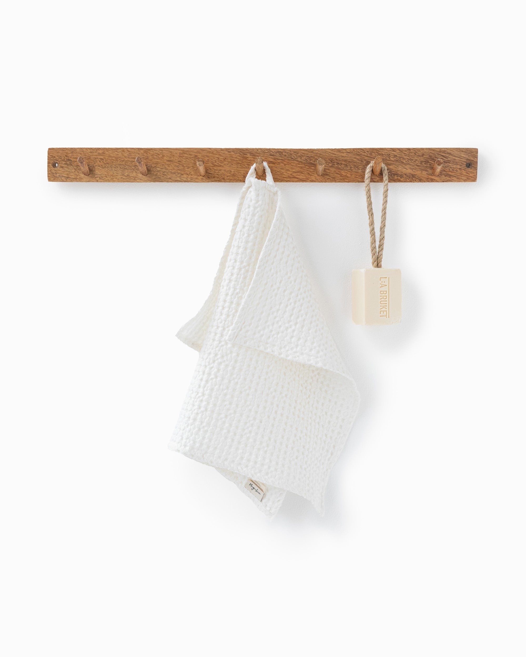 Waffle face towel in White