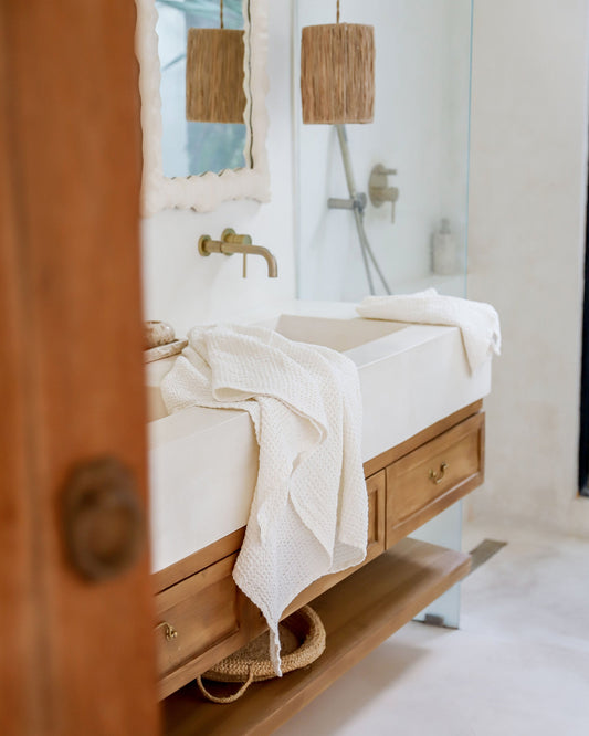 Waffle Bath Towel in White