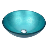 Posh Series 17 in. Bathroom Vessel Sink with Scratch-Tough and Stain-Resistant Non-Porous Surface in Coral Blue Glass