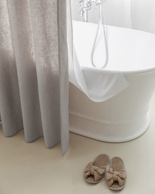 Waterproof linen shower curtain panel (1 pcs) in Light gray