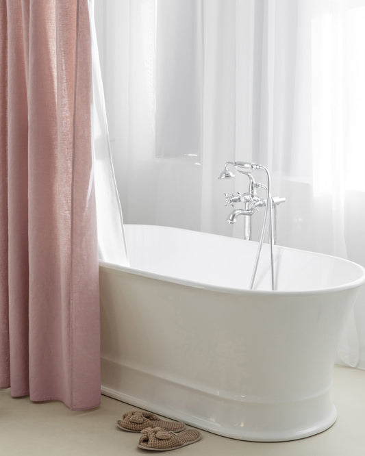 Waterproof linen shower curtain panel (1 pcs) in Woodrose
