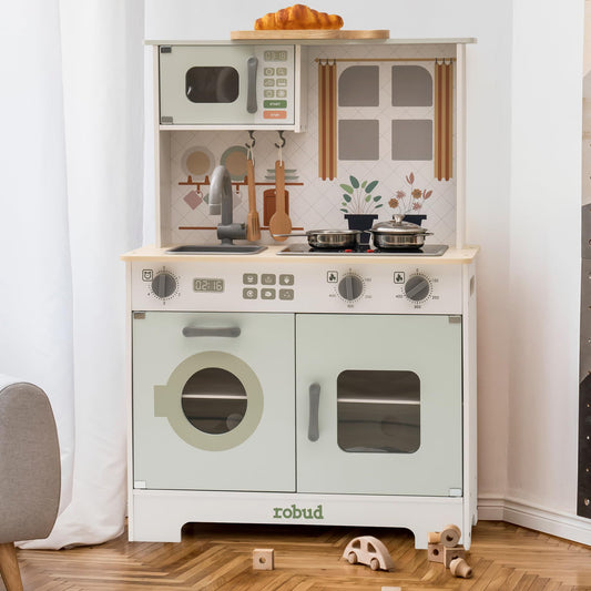 Robud Wooden Kids Play Kitchen Set - Fresh Garden