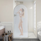 Ember Series 34 in. x 78 in Framed Arch Fixed Shower Screen Door with 8mm Tempered Clear or Fluted Glass