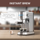 Wirsh Espresso Machine,Espresso Maker with Commercial Steamer for Latte and Cappuccino,Expresso Coffee Machine with 42 oz Removable Water Tank,Stainless Steel (Home Barista)