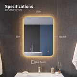 32-in. x 24-in. LED Back Lighting Bathroom Mirror with Defogger