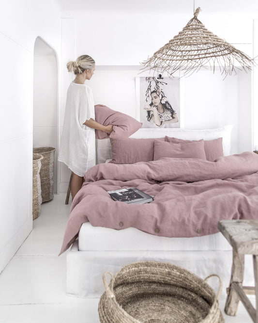 Woodrose linen sheet set (4 pcs)