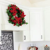 24 Inch Christmas Poinsettia Pre-Lit Wreath