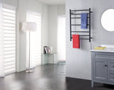 Gown Series 7-Bar Wall Mounted Electric Plug-In Bathroom Towel Warmer Rack in Matte Black Finish Stainless Steel