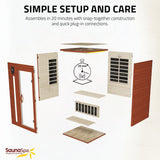 2-Person Indoor Cabin Sauna in Hemlock with Infrared Heating Panels, Tempered Glass Door, and Chromotherapy Lighting