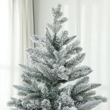 HOMCOM 8ft Artificial Flocked Christmas Tree with Snow Tips, Easy Assembly, Hinged Xmas Tree for Home Office Holiday