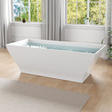 Crema Series 71 in. x 32 in. Flat Bottom Solid Surface Freestanding Soaking Bathtub with Center Drain in Matte White