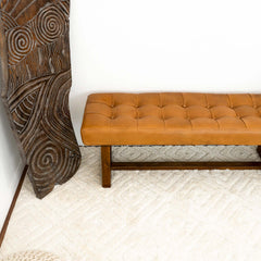 Cameron Tan Leather Bench