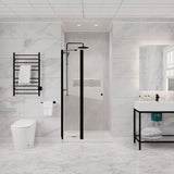 Romance Series 34 in. x 72 in. H Hinged Frameless Shower Door with Tsunami Guard Tempered Glass