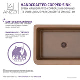Venture Farmhouse Handmade Copper 33 in. 0-Hole Single Bowl Kitchen Sink in Polished Antique Copper