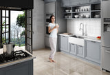 Nepal Series Farmhouse Solid Surface 33 in. 0-Hole Single Bowl Kitchen Sink with Stainless Steel Interior in Matte White