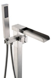 ANZZI Union Floor Mount Tub Filler (41" H), 2-Handle Control, 60" Hand Sprayer, Solid Brass, cUPC Certified, Various Finishes