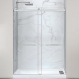 Kahn Series 60 in. x 32 in. Alcove Shower Base and Frameless Sliding Shower Door Combo with Tsunami Guard