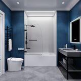 Grand Series 30 in. x 55 in. Frameless Hinged Tub Door with Clear Tempered Glass and Tsunami Guard
