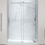 Stellar Series 76 in. x 57-60 in. Frameless Sliding Glass Shower Door with Shower Base Stellar Series - Multiple Finishes
