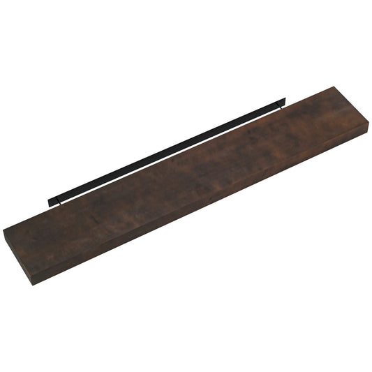 HOMCOM 48" Fireplace Mantel, Fir Wood Floating Shelf, Wall Mounted, Walnut Brown