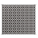 Outsunny Portable Outdoor Rug Reversible Carpet for RV Camping Black White Clover with Carry Bag 8 x 10
