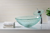 Choir Series 17 in. Round Bathroom Vessel Sink in Crystal Clear Mosaic Glass with Matching Chrome Waterfall Faucet