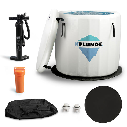 Arctic Fox 1-Person Inflatable Cold Plunge Ice Bath Tub/Hot Tub with PVC Insulated Lid, Pump, and Repair Kit in Gray