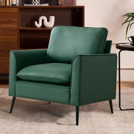 Leather Upholstered Single Casual Sofa with Nordic Retro Light Luxury, Accent Sofa Chair for Living Room, 31.5" L x 26" W x 31.5" H, Green