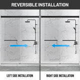 Ward Series 56 to 60 in. x 76 in. Frameless Sliding Shower Door with 3/8" (10mm) Tempered Clear Glass