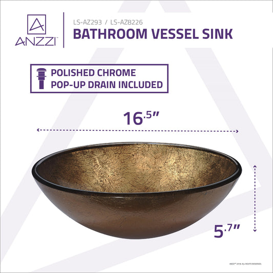Posh Series 17 in. Bathroom Vessel Sink with Scratch-Tough and Stain-Resistant Surface in Celestial Earth Glass